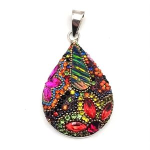 Palenque Allegra Vintage Dream multicolored beaded silver pendant made in Mexico